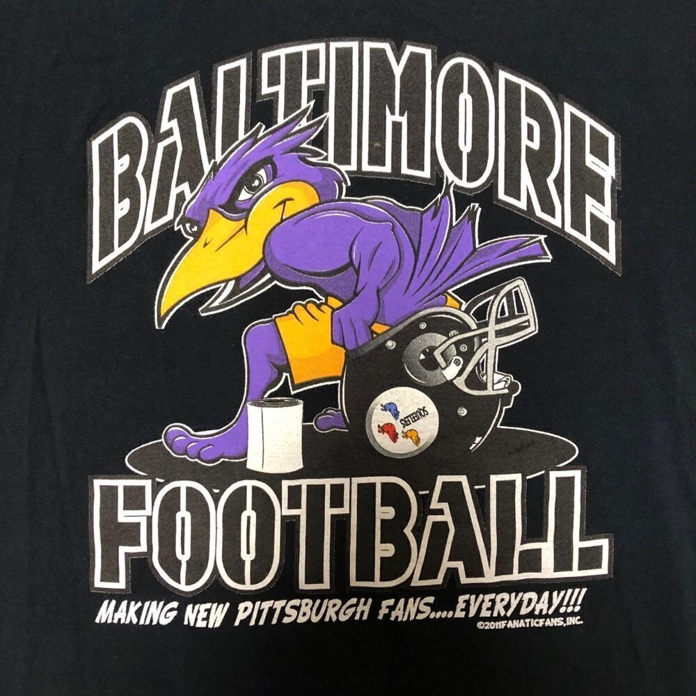 Baltimore Ravens Football Short Sleeve Black T Shirt Size XL NFL Y2K 2011 Funny - Picture 3 of 9